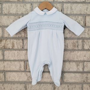 NWT Edgehill Collection Blue Smocked Footed Coverall